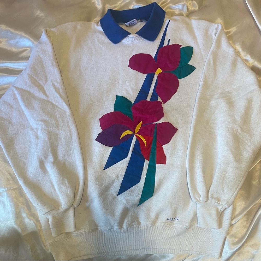 Jerzees Blue and White Sweatshirt
